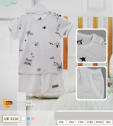 Bộ cộc tay sơ sinh Modal cài vai in họa tiết Uala UR3520